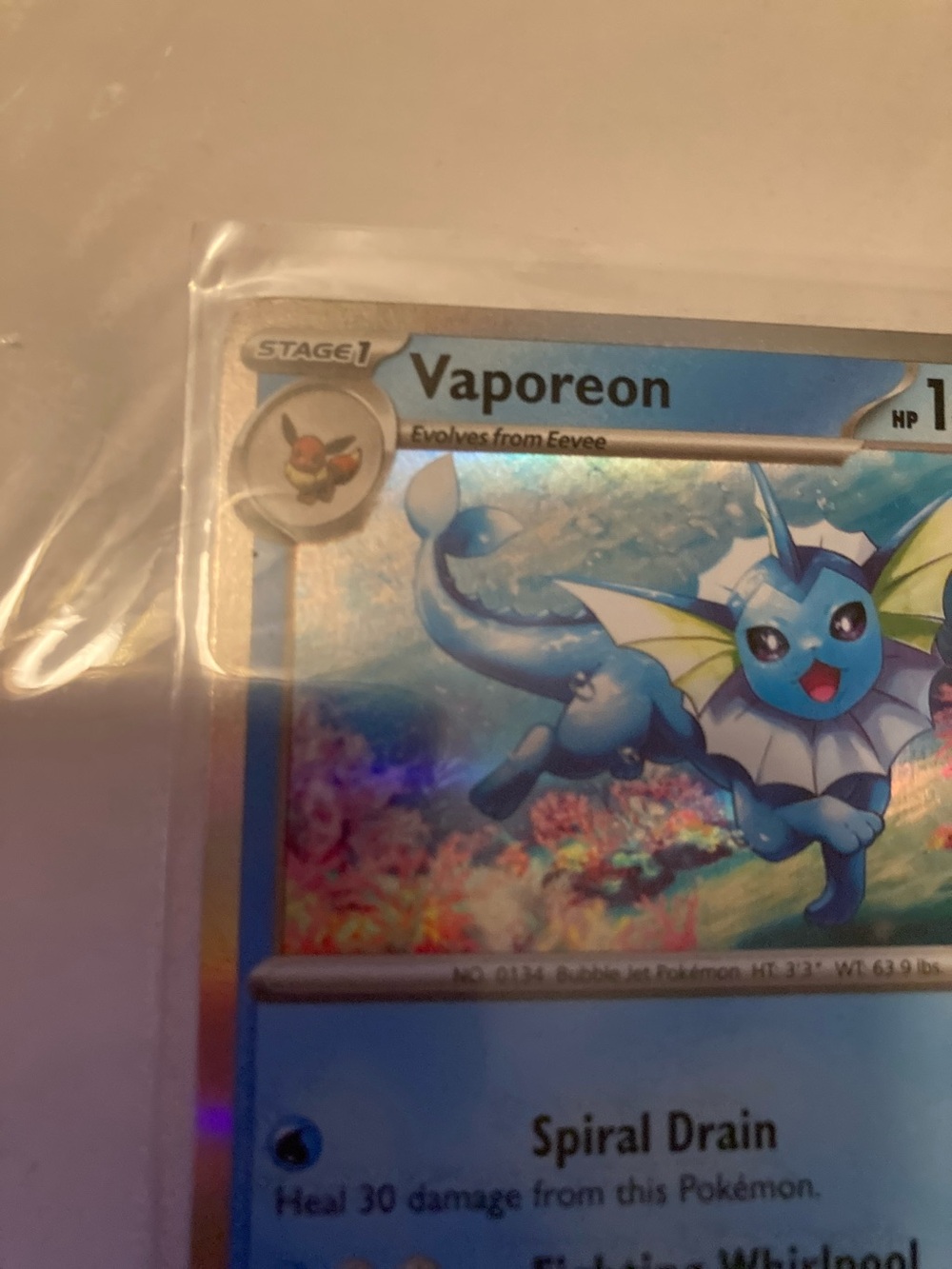 Pokemon Vaporeon Holographic Trading Card - Blue - Picture 4 of 12